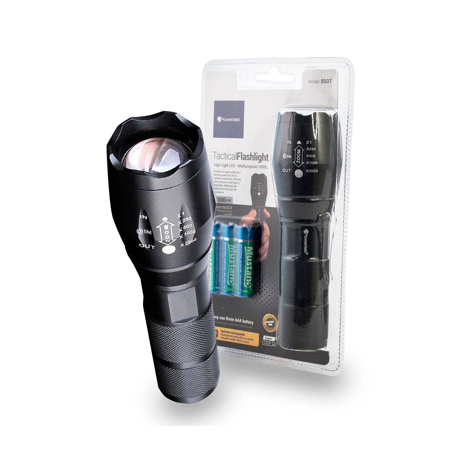 Linterna Led Blister 1000 Lum 3 Bat Aaa Powerlab 08507