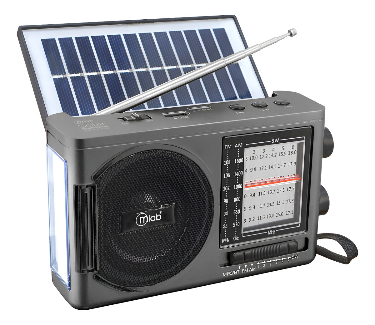Radio Retro Portátil Solar Sunshine-light Gris Mlab 09484
