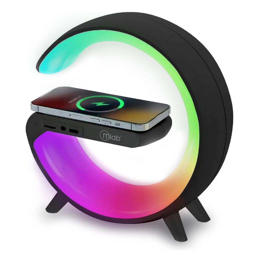 Parlante 5 En 1 Cargador Luz Rgb Con Reloj Y Alarma Negro