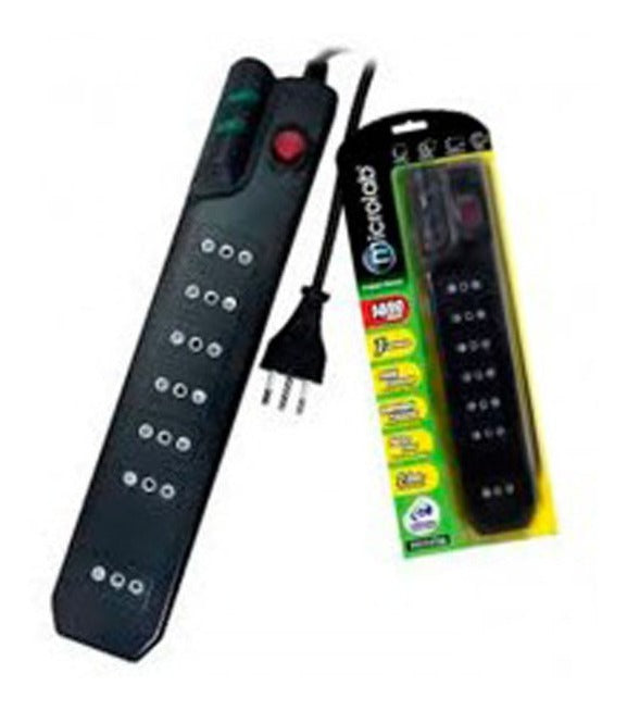 Alargador Con Protección 1400jl 5 Mts. Negro Microlab
