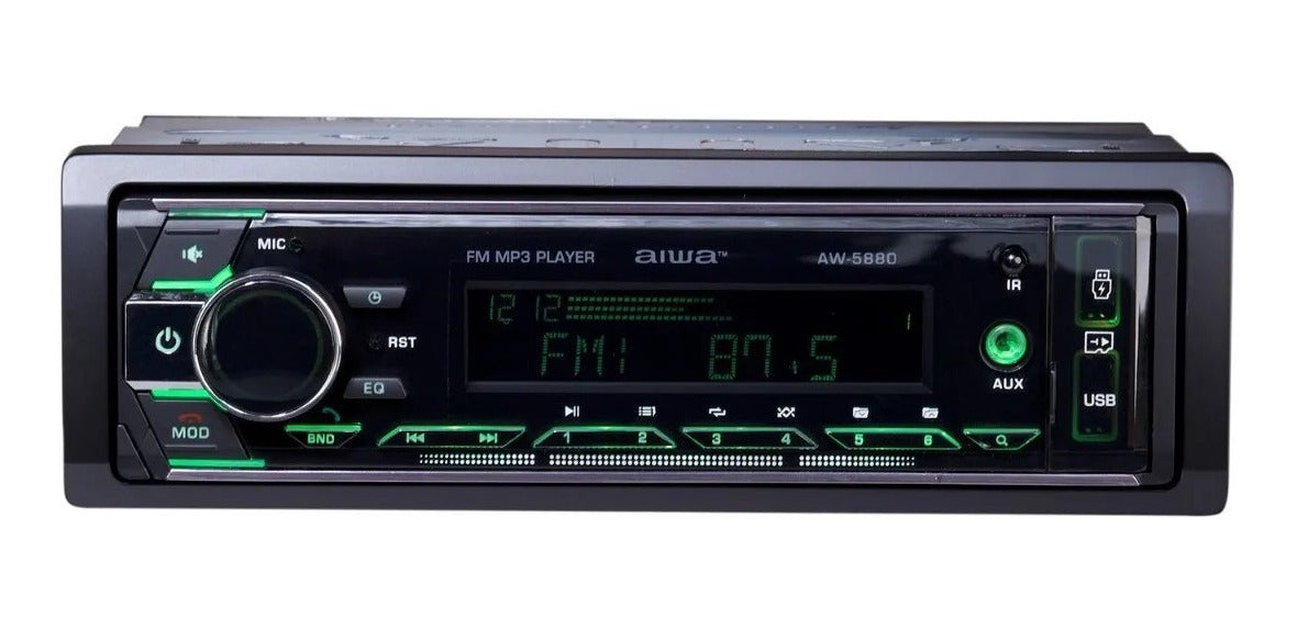 Radio Auto 1 Din Bluetooth Usb X2 Radio Fm Aiwa / Aw-5880t