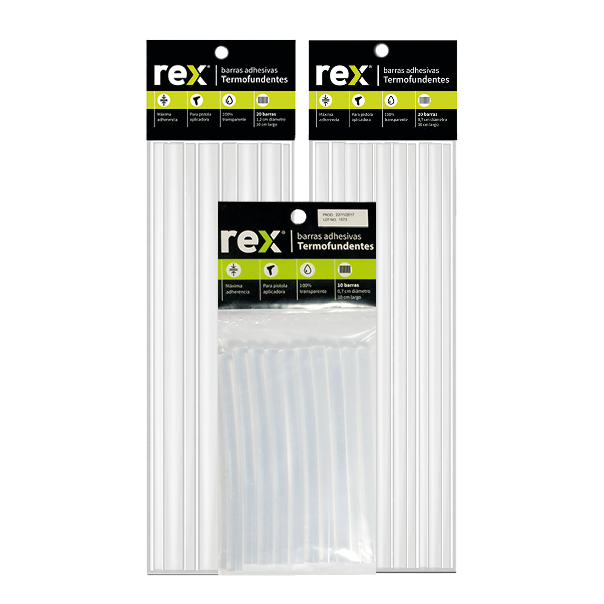 Barras Sílicona Hot Melt 0.7cmx30cm Bolsa 20 Unid Rex 30277
