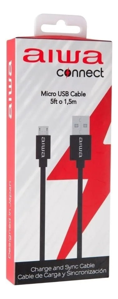 Cable Aiwa Awp-17121b Negro Con Entrada Usb Salida Micro-usb