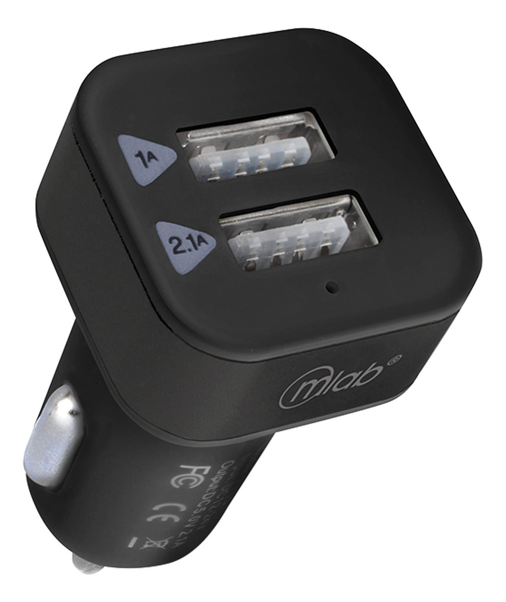 Cargador De Auto Con 2 Puertos Usb Negro Mlab