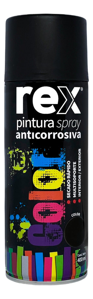 Pintura Spray AnticorroSívo Color Negro 400 Ml Rex 60036