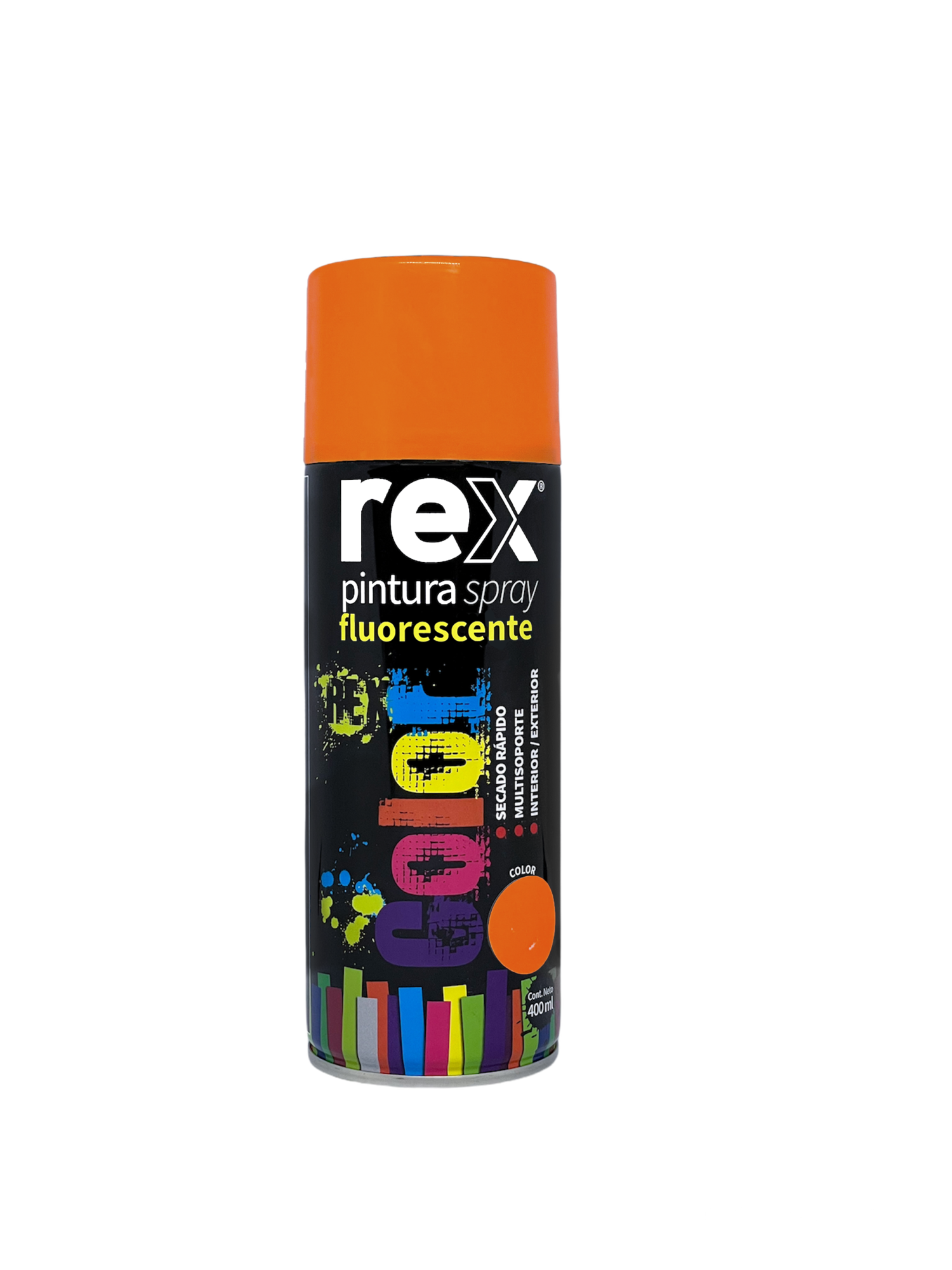 Pintura Spray Fluorescente Color Naranjo 400 Ml Rex 60031