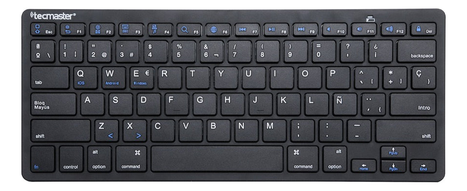 Mini Teclado Bluetooth Tecmaster Negro Idioma Español Latinoamérica