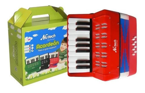 Acordeón 17 Teclas Mediano Kids Nutech Rojo / 5410