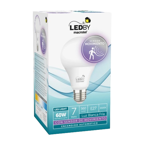 AMPOLLETA LED A60 CON SENSOR DE MOVIMIENTO 7W ID LB-A60MS3