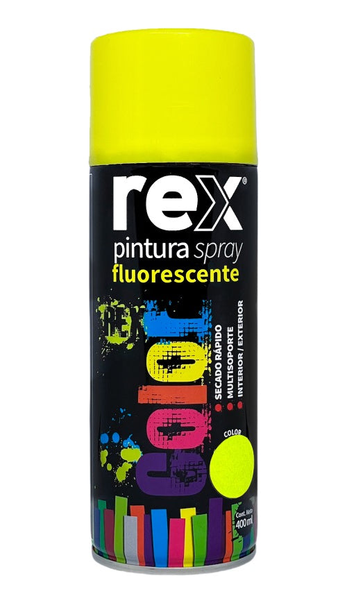 Pintura Spray Fluorescente Color Amarillo 400 Ml Rex 60030