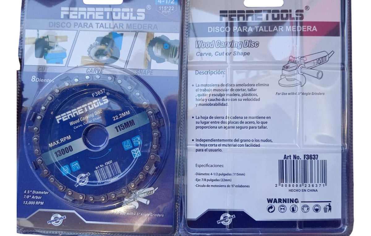 Disco Para Tallar Madera 4-1/2 115 X 22mm Ferretools F3637