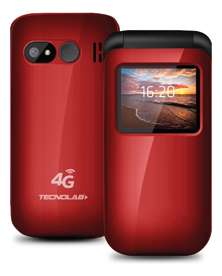 Teléfono Senior Tecnolab 4g Adulto Mayor Almej Rojo Tl456r