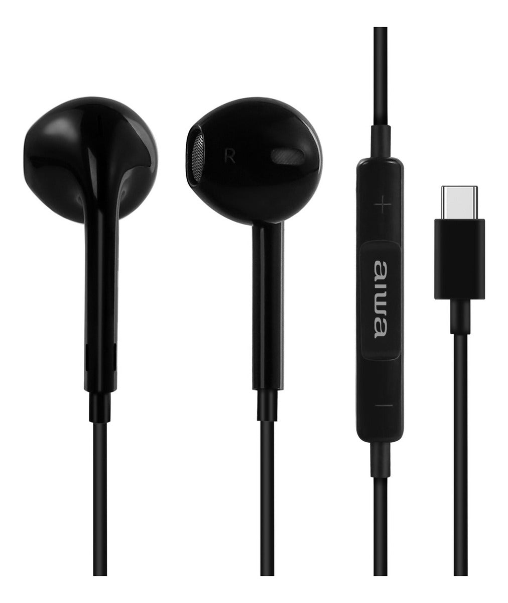 Audífonos Manos Libres Tipo-c Negro Aiwa Aw-tc113n