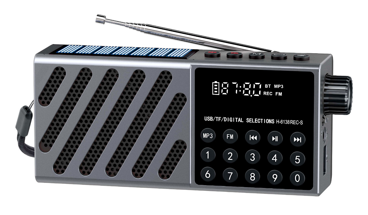 RADIO BLUETOOTH FM/AM/MP3 PANEL SOLAR 6H MOTOMO PAPOBT36