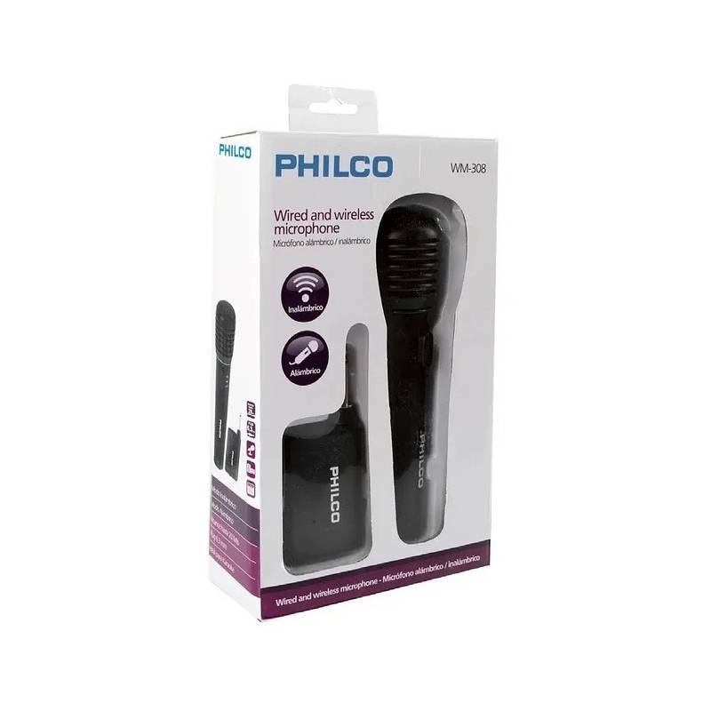 MICROFONO ALÁMBRICO/INALÁMBRICO BLACK PHILCO WM-308