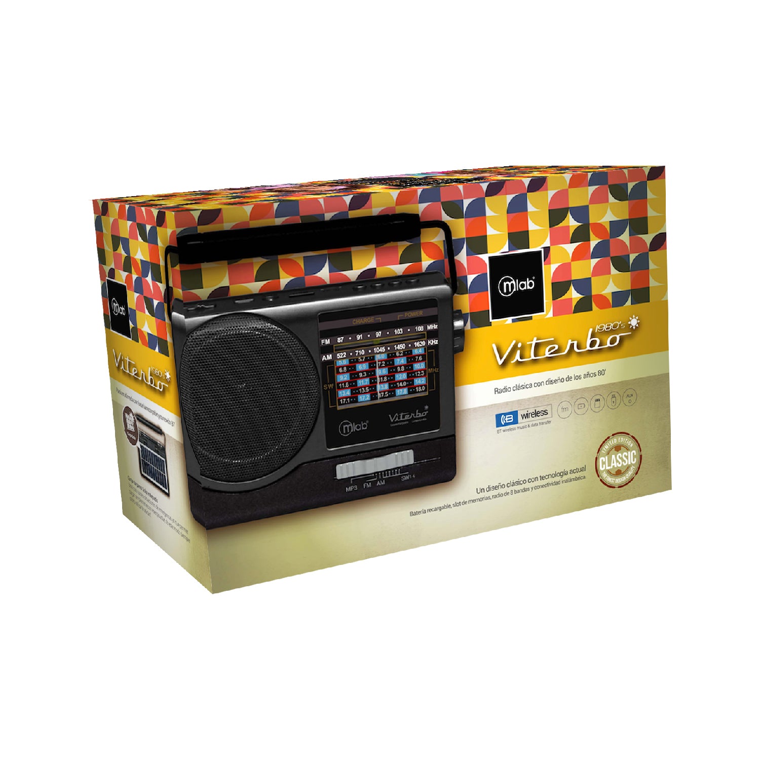 Radio Retro Mlab Viterbo 9145 Bluetooth Usb Fm Negro