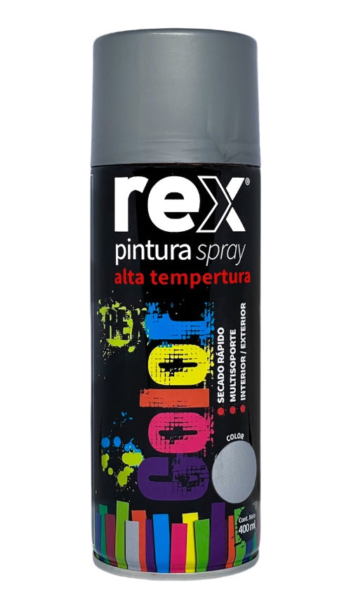 Pintura Spray Alta Temperatura Color Alumin 400 Ml Rex 60034
