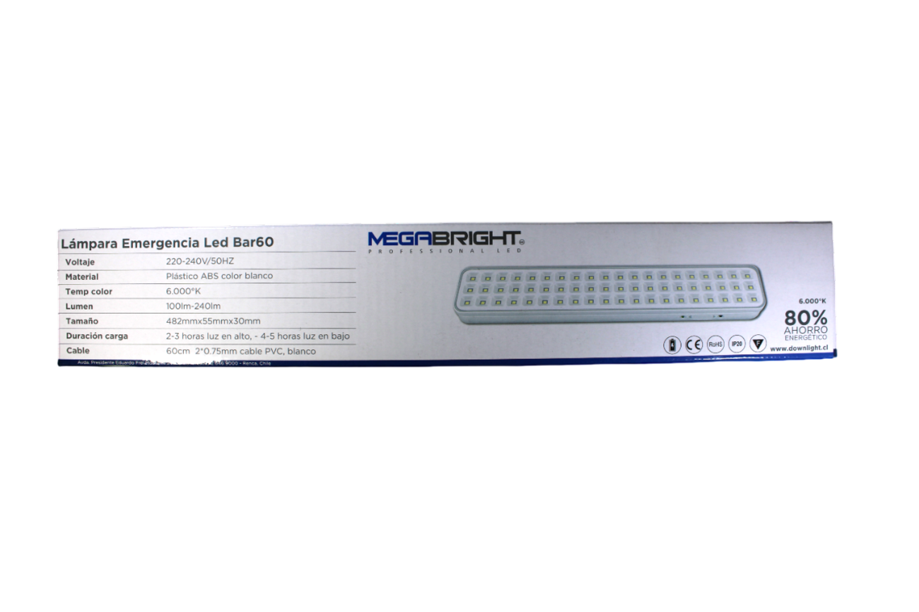 Lámpara Emerg Led Bar60 100/240lm/6.000k Megabright 3003060