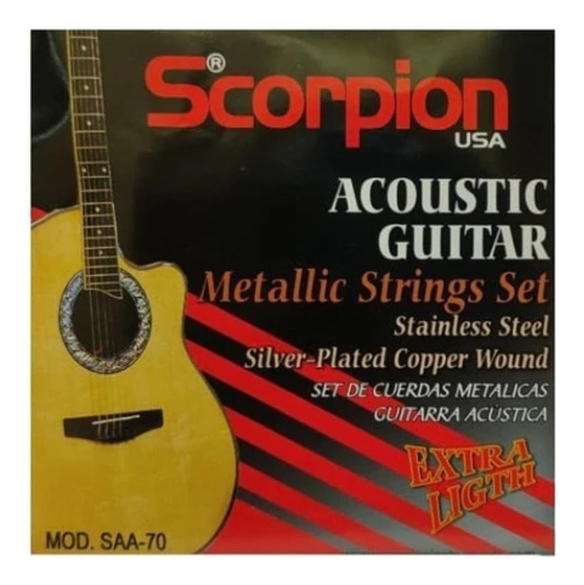 Set De Cuerdas Para Guitarra Acustica Scorpion Saa-70