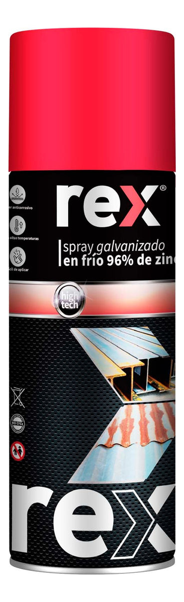 Pintura Zinc Galvanizado En Frio 96% 400ml Rex 30048 Acabado Brillante Color Rojo