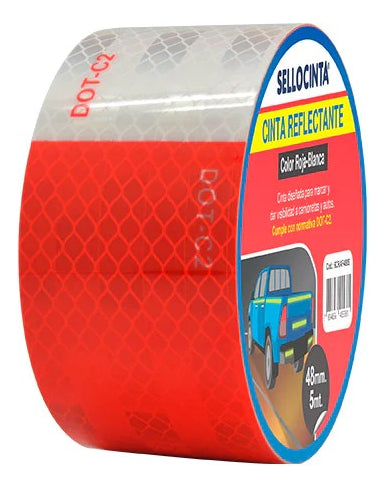 Cinta Reflectante Roja/blanca Dot-c2 48mmx5m Sellocinta 0011