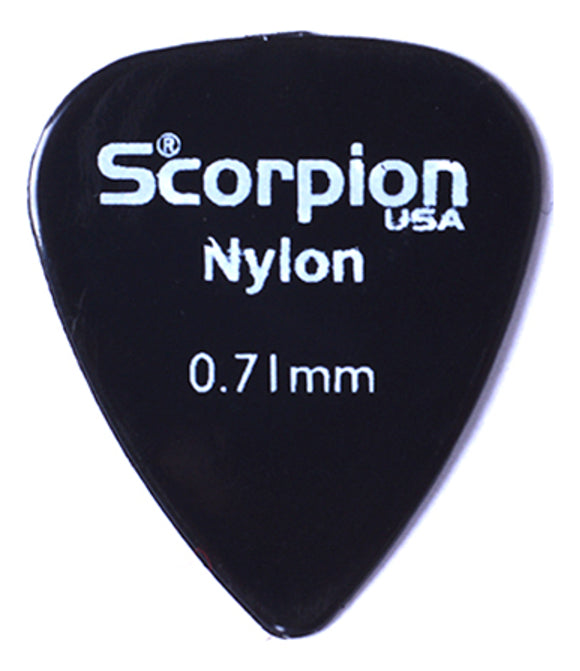 Caja De 100 Uñetas 0.71mm Nylon Negras Scorpión Nybb-071