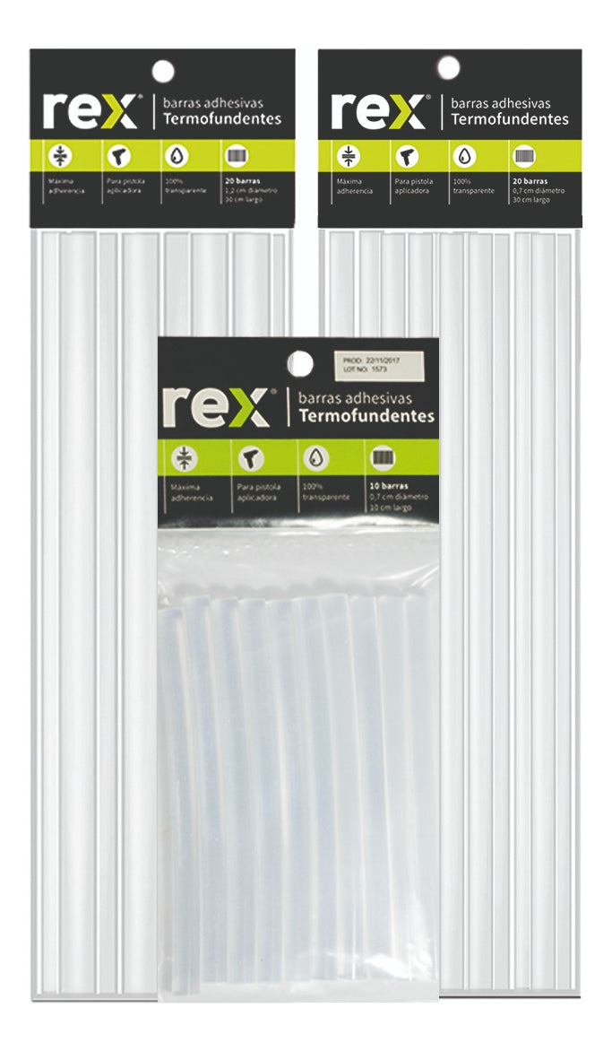 Barras Sílicona Hot Melt 0.7cmx10cm Bolsa 10 Unid Rex 30414 Color Blanco