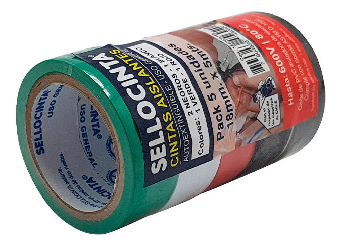 Cintas 5 Aisladoras Eléctrik Sellocinta 18mmx5m Teepica185