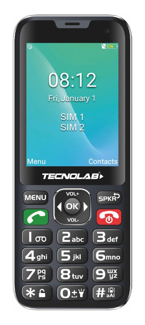 Teléfono Senior Tecnolab 4g Bt 2.8  Adulto Mayor Negro Tl487
