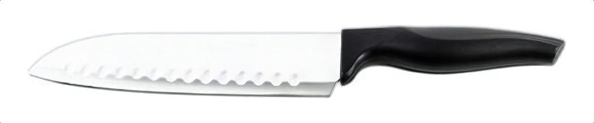 Cuchillo Santoku De 7 Pulgadas En Acero Inoxidable Y Mango De Plástico Negro, Color Único Brinox