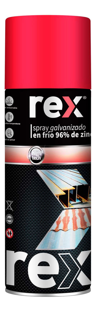 Pintura Zinc Galvanizado En Frio 96% 400ml Rex 30048