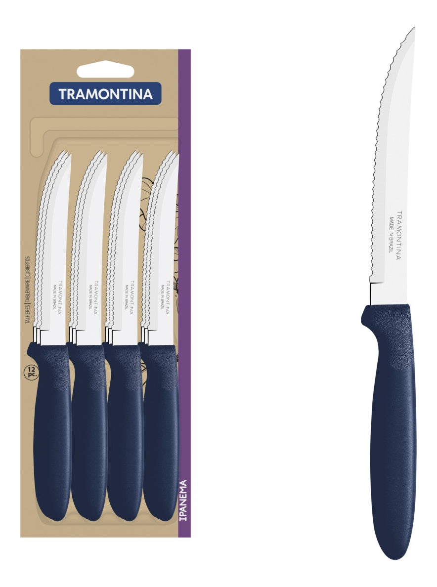 Juego D/cuchillo P/asado 12 Ipanema Azu Tramontina 23360-915 Color Azul Marino