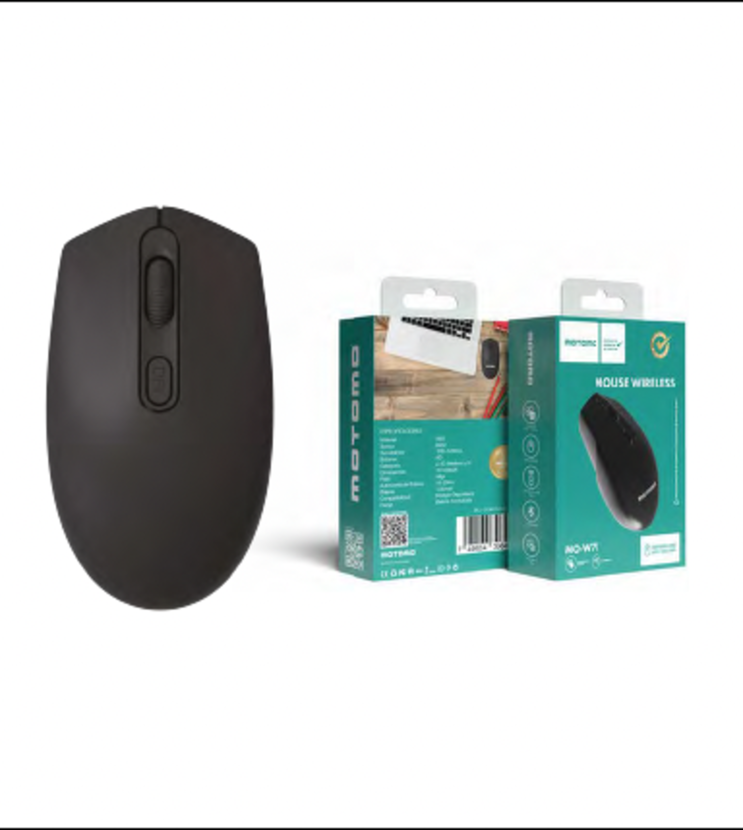 Mouse Inalambri Usb 800/1200dpi 4 Btn Negro Motomo Compmo30