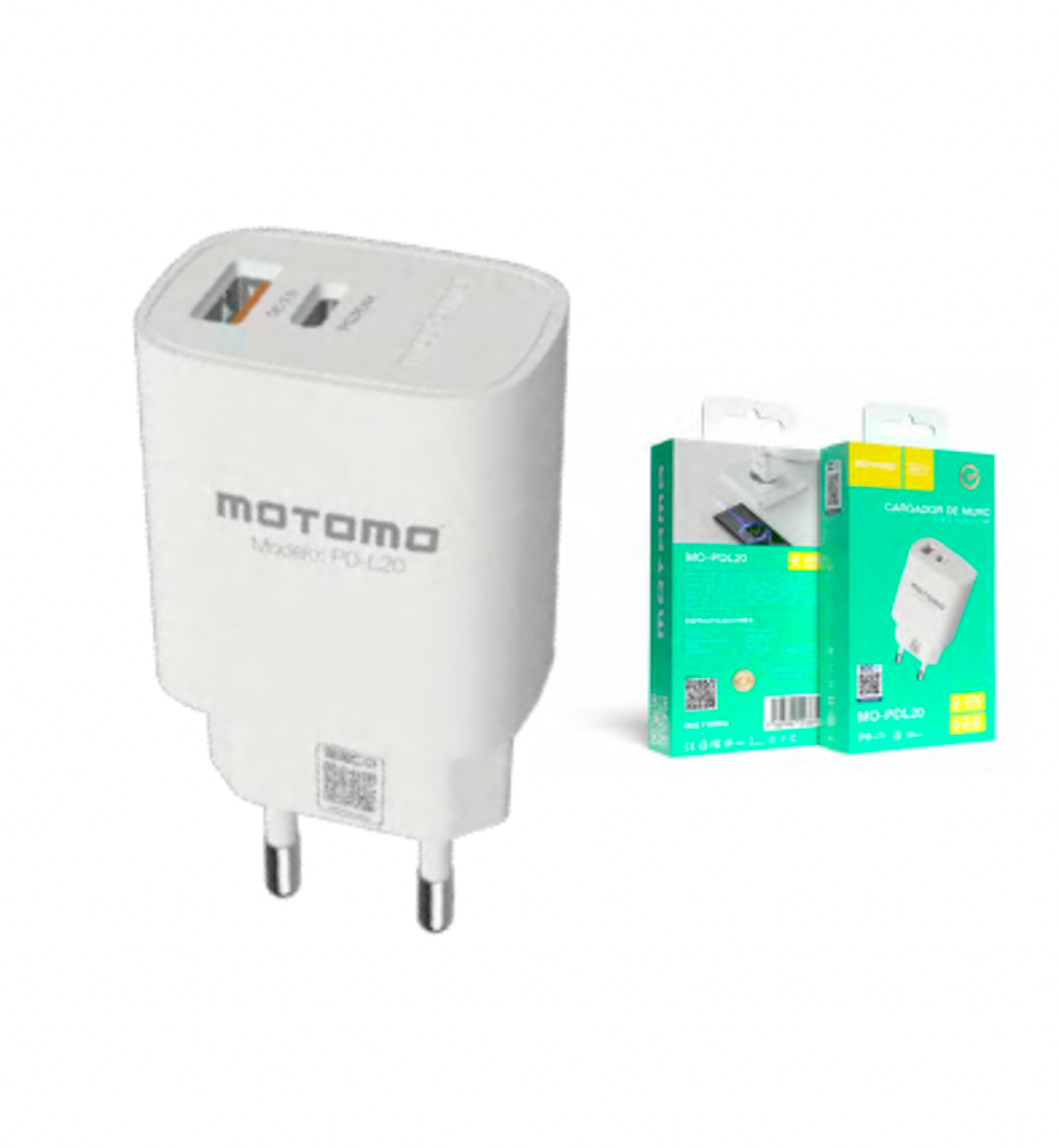 CARGADO PARED 2USB-C/USB-A 20W PD-20W/QC3.0 MOTOMO MO-PDL20