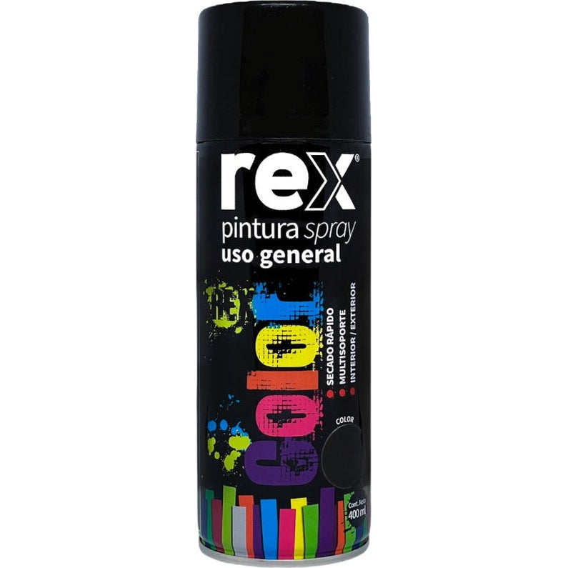 Pintura Spray General Color Negro Mate 400 Ml Rex 60015