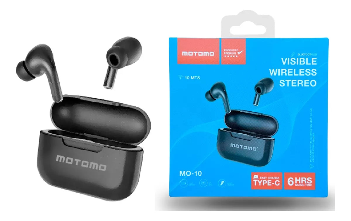 Audifonos Earpods Bluetooth Hi-fi 5.0v Negro Motomo Mo-10