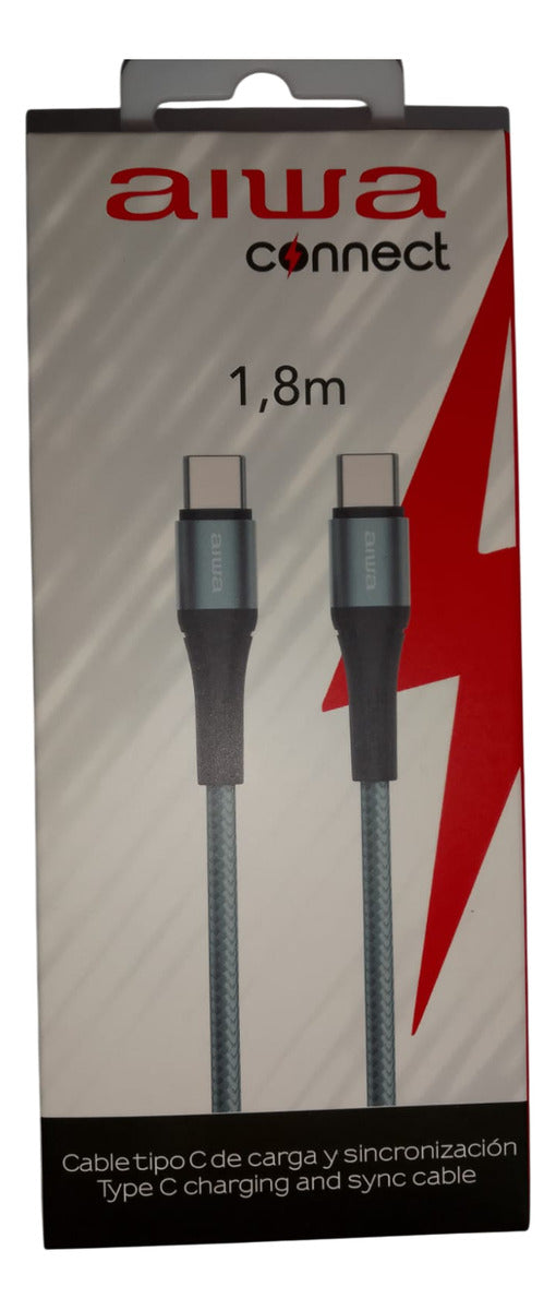 Cable Usb Carga Rapida Usb-c A Usb-c 1.8mts Aiwa Aw-cscc6g