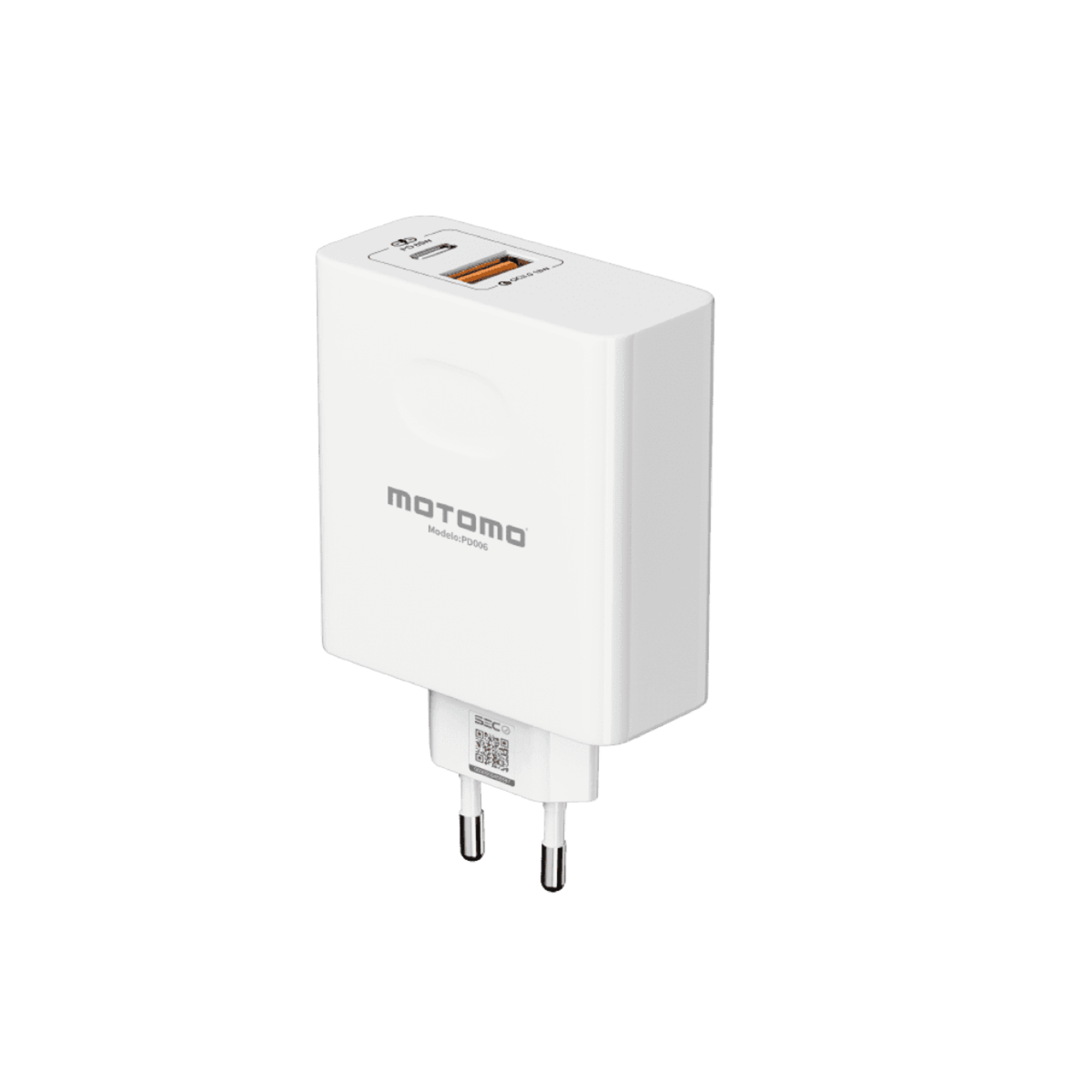 CARGADO PARED 2USB USB-C/USB-A 65W PD-65W/QC3.0 MOTOMO PD006