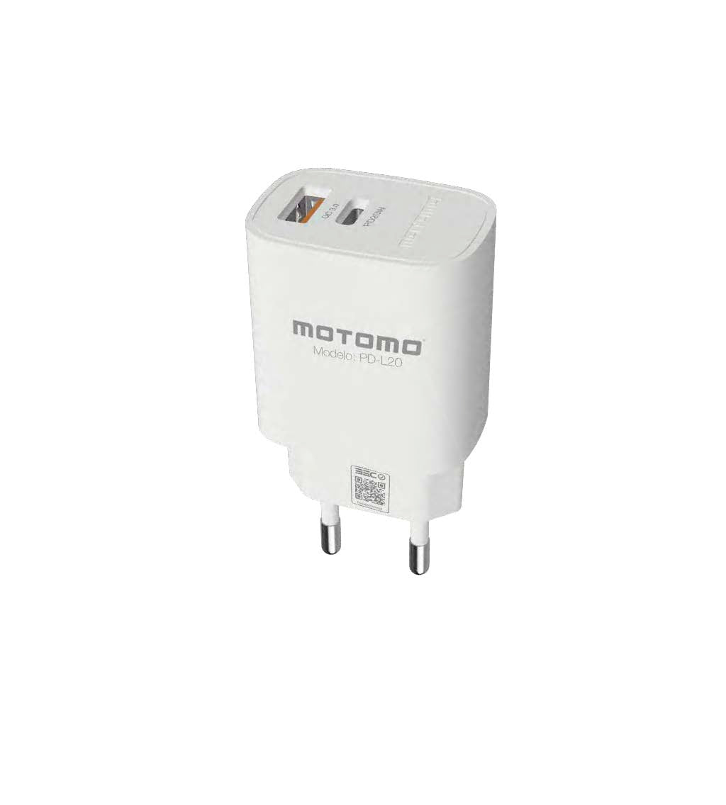 CARGADO PARED USB-C/LIGHTNING 20W PD20W/QC30 MOTOMO MO-PDL20