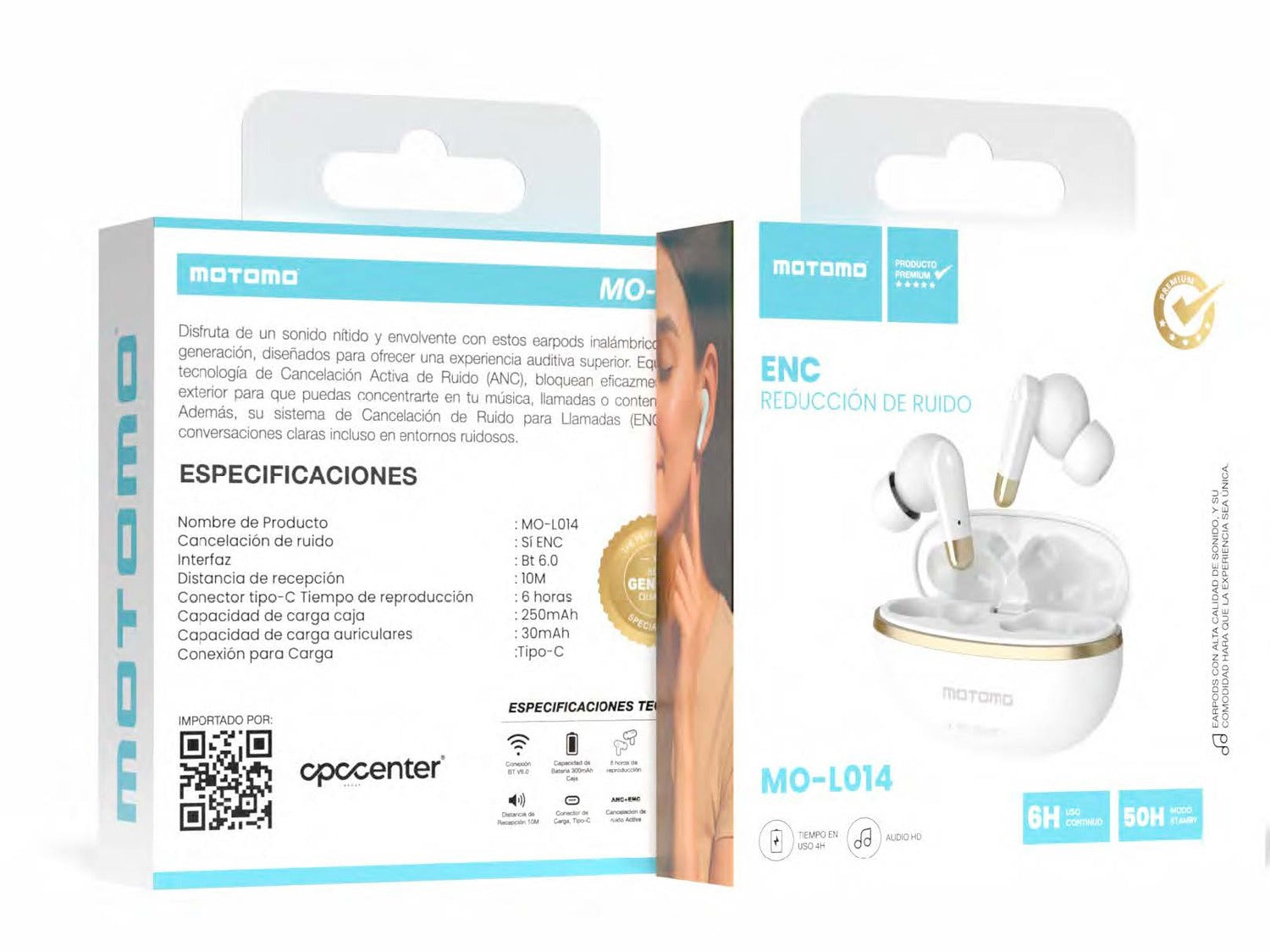 AUDIFONO IN EAR GOLD LINE ANC/ENC BLANCO MOTOMO AUEARP72