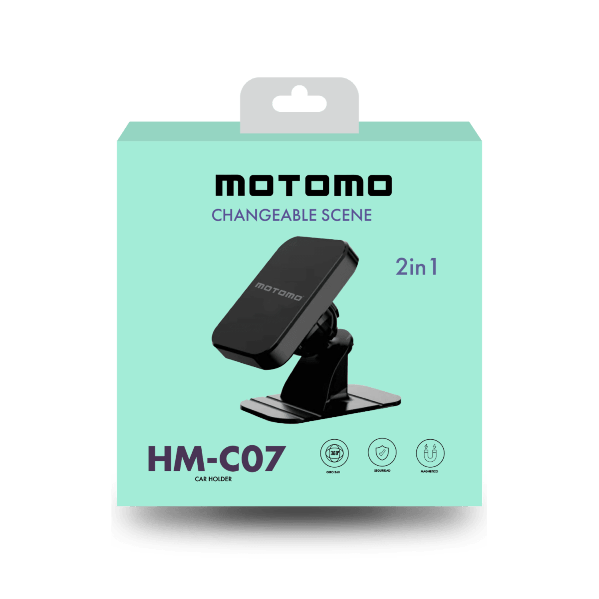 SOPORTE HOLDE MAGNETICO P/VEHICULO 2EN1 360º MOTOMO MO-HMC07